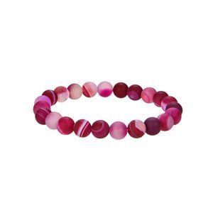 Fuchsia Banded Agate Gemstone Stretch Bracelet 8mm